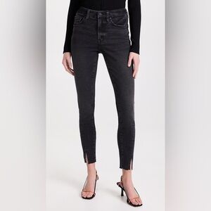 Good American Good Legs Twisted Slit Jeans Size 30 Black Wash